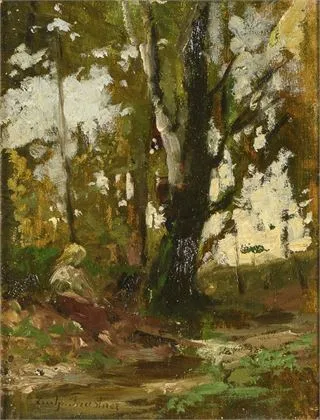 FAUSTNER, Luitpold (1845 München - 1925 ugyanott). Lány az erdőben