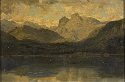 FRANCIA, Alexandre (1813/20 - 1884 Brüsszel). Napos hegyi táj tóval