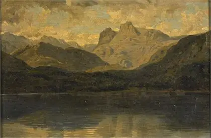 FRANCIA, Alexandre (1813/20 - 1884 Brüsszel). Napos hegyi táj tóval
