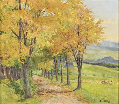 HÖHLIG, Georg (1879 Lipcse – 1960 ugyanott). Kis késő nyári táj