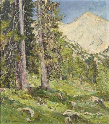 HÖHLIG, Georg (1879 Lipcse – 1960 ugyanott). Fenyves a hegyekben