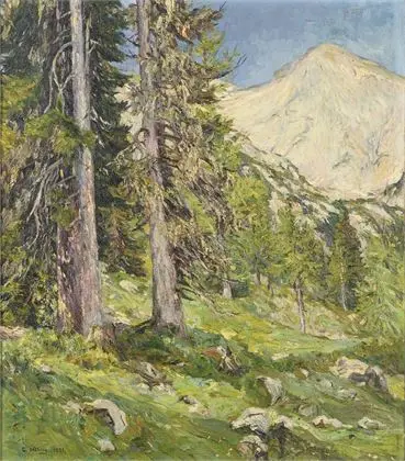 HÖHLIG, Georg (1879 Lipcse – 1960 ugyanott). Fenyves a hegyekben