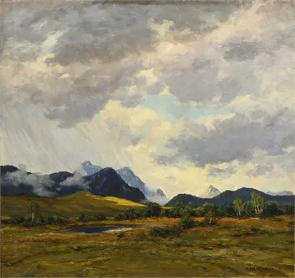 KAPFHAMER, Adolf (sz. 1867 München). Hegylábi táj