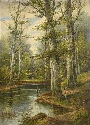 KAUFMANN, Karl (1843 Neuplachowitz – 1905 Bécs). Erdőtáj figurákkal