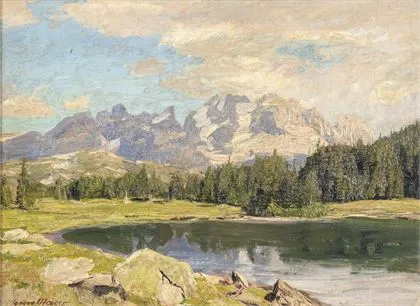 MACCO, Georg (1863 Aachen - 1933 Düsseldorf). "Madonna di Campiglio - Dél-Tirol, Dolomitok"