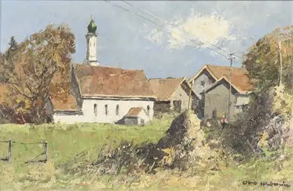 OTTO, Hellmeier (1908 Weilheim - 1990 Raisting (Wessobrunn)). Napos falusi táj
