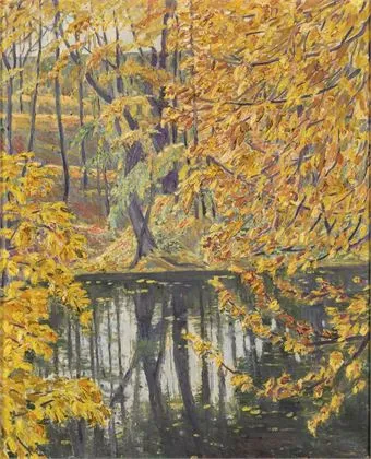 Ruetz, Hedwig (1879 Riga - 1966 Beulwitz/Saalfeld). "Őszi kép a Molsdorf kastély parkjában"