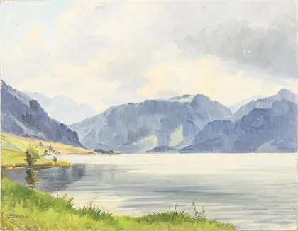 Schmid, Julius (1901 Biberach - 1965). Napos hegyi táj