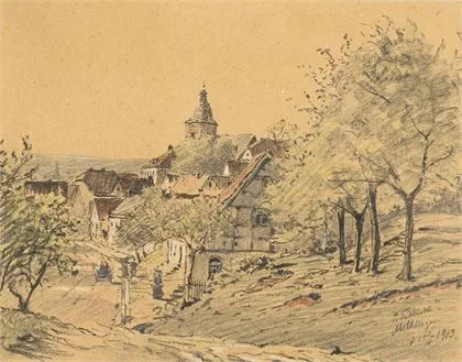 Tübbecke, Paul Wilhelm (1848 Berlin - 1924 Weimar). Kilátás Mellingenre