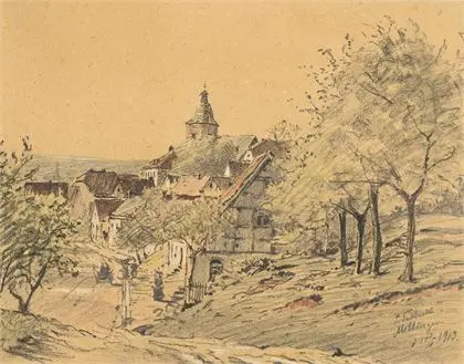 Tübbecke, Paul Wilhelm (1848 Berlin - 1924 Weimar). Kilátás Mellingenre
