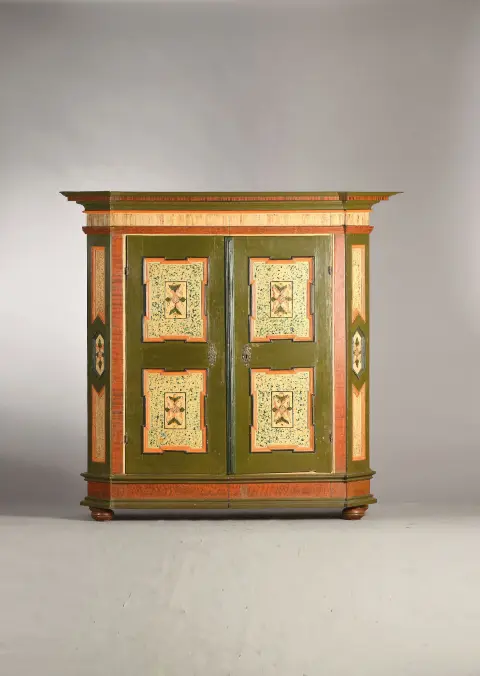 Armoire paysanne, Allemagne du Sud, vers 1820/30, armoire à fente, bois résineux, corniche droite,