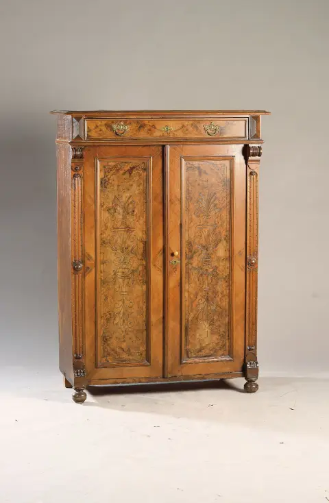 Vertiko/Meuble demi-haut, vers 1880, 2 portes, placage de noyer, structuré par des profils