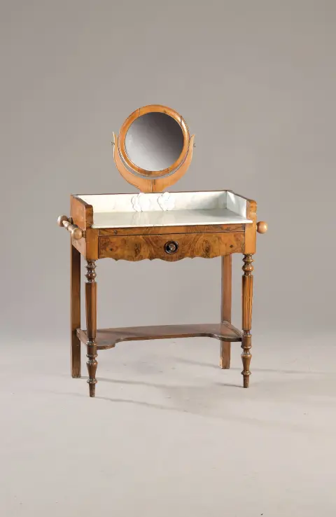 Petite coiffeuse, 1900, acajou, avec miroir encastré, un tiroir et