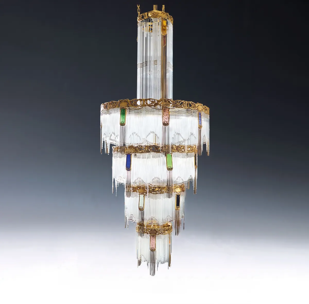 Monumentale 310cm hohe Deckenleuchte /spektakulärer Prunkchandelier, Entwurf wohl Hector