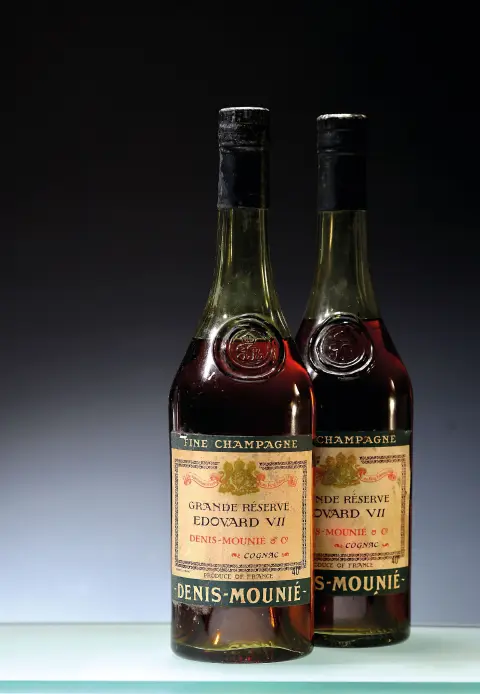 5 bouteilles Denis Mounie Grand Réserve, Cognac, Edouard VII, Fine Champagne, 40%