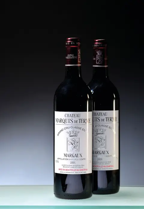 12 bouteilles 2001 Chateau Marquis de Terme, Margaux, caisse de 12, env. 750ml chacune, orig