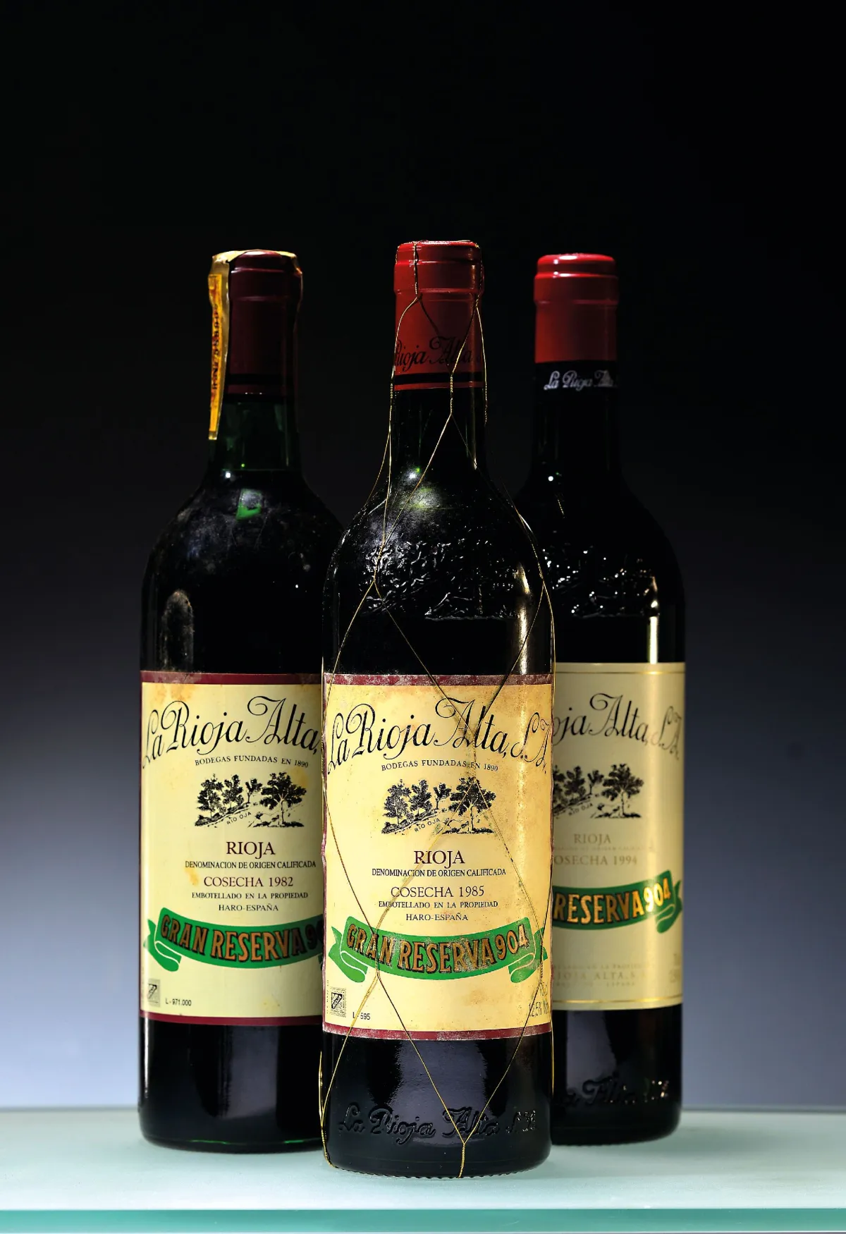 3 bouteilles La Rioja Alta S.A. Gran Reserva 904, mill. 1982/85/94, Rioja DOCa, Espagne, chacune