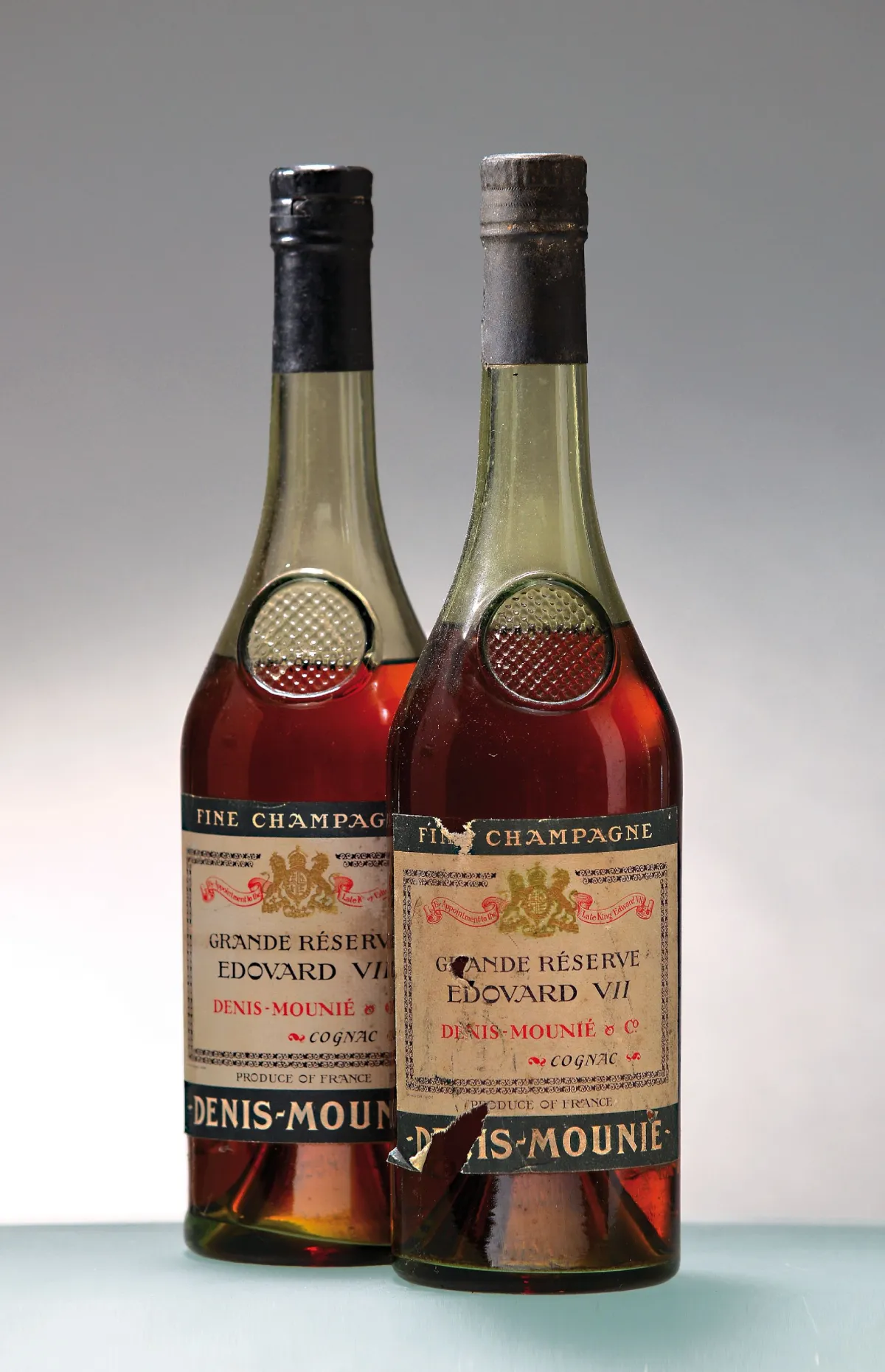 5 Flaschen Denis Mounie Grand Réserve, Cognac,Edouard VII, Fine Champagne, 40%,