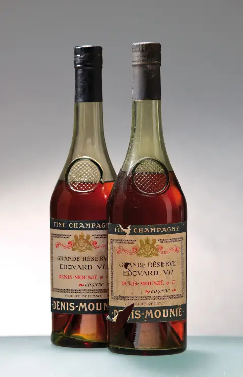 5 bouteilles Denis Mounie Grand Réserve, Cognac, Edouard VII, Fine Champagne, 40%