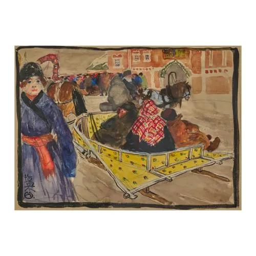 Alexander von Salzmann – Traîneau à chevaux en Russie, vers 1900