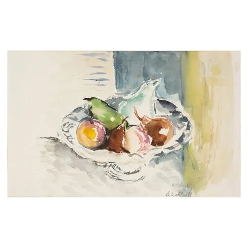 Gretchen Wohlwill – 'Stillleben mit Fruchtschale', wohl 1950er Jahre