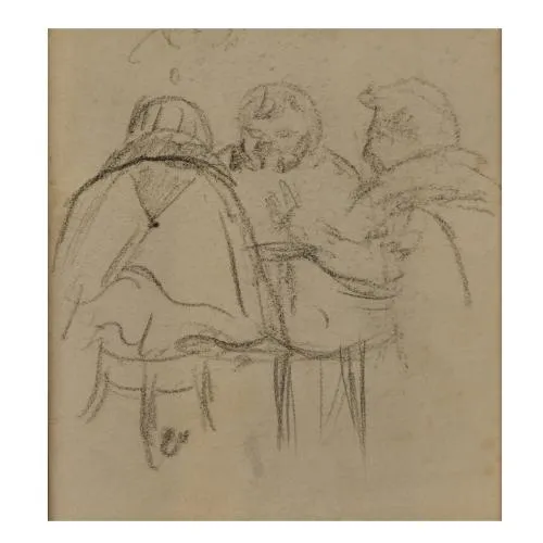 Heinrich Zille – 2 dessins 'Joueurs de skat dans la baraque' et 'Je ne sais plus quoi faire', vers 1915