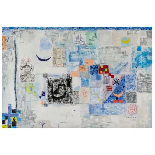Iliya Zhelev – Abstrakte Komposition mit Schneemann, 1994