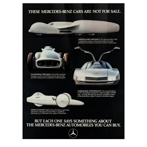 Mercedes-Benz Design – Rzadki plakat reklamowy prototypy samochodów, lata 80.