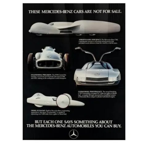 Mercedes-Benz Design – Rzadki plakat reklamowy prototypy samochodów, lata 80.
