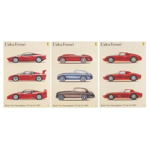 Ferrari – 3 affiches d'exposition 'L'idea Ferrari', 1994