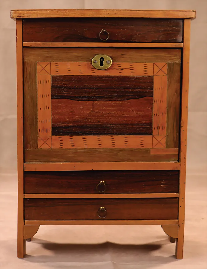 Finely crafted miniature secretary with inlays