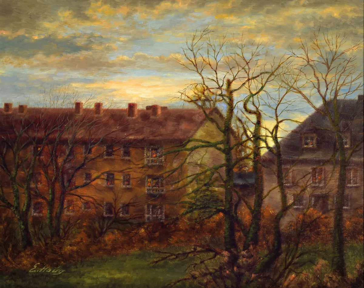 Erwin Haug, 1913-2004 Frankfurt, "Mein Fensterblick! Antoniusstraße (Heddernheim),