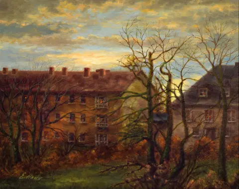 Erwin Haug, 1913-2004 Francfort, "Mein Fensterblick! Antoniusstraße (Heddernheim),