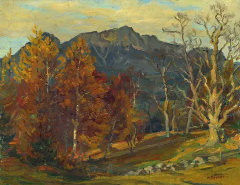 Peter Förtsch, 1888 Nuremberg-1972 Berchtesgaden, Allgäu en automne, au dos ainsi