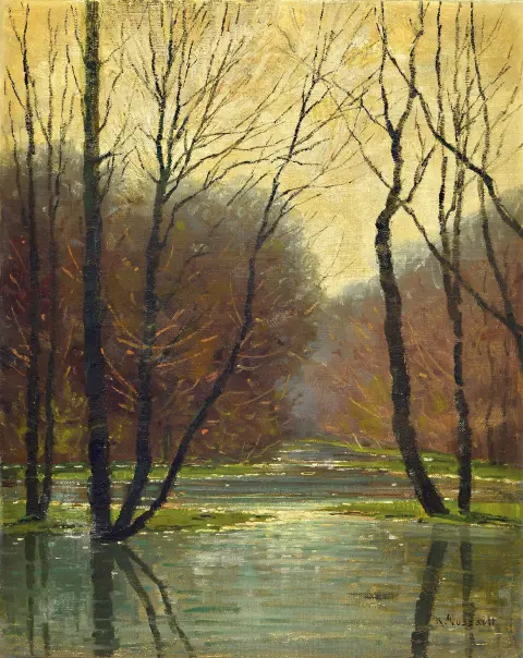 Karl Dussault, 1840 Karlsruhe-1930, Hiver au Altrhein, huile/toile, signé en bas à droite, env.