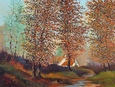 Serge Montaudon, artiste français du début du 20e s., Paysage automnal
