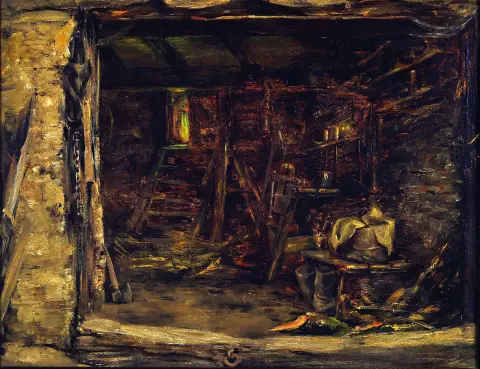 Mathilde Knoop-Spielhagen, 1861 Brême-1904 Kronberg, intérieur d'écurie ou d'atelier