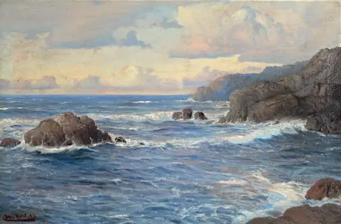 Johannes Holst, 1880-1965 Hambourg, côte rocheuse, huile/toile, rest., signé en bas à gauche et