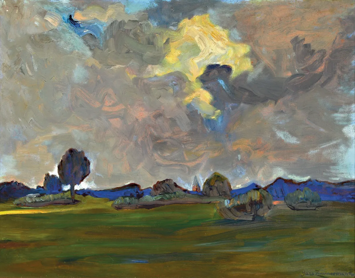 Hans Zimmermann, 1881-1961 Düsseldorf, Sommerliche Landschaft, Öl/Holz, rechts unten