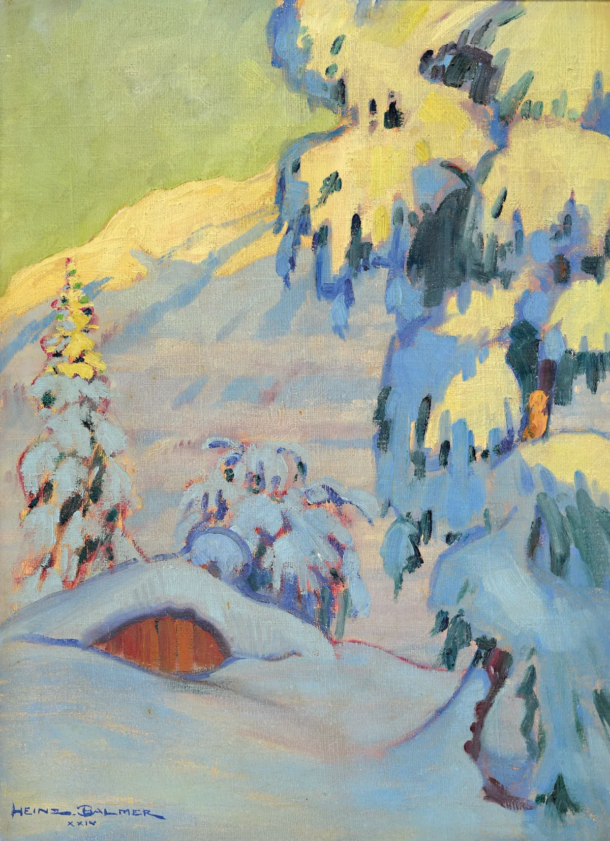 Heinz Balmer, 1903 Nidau-1964 Zofingen, expressief-realistisch winterlandschap, vroeg