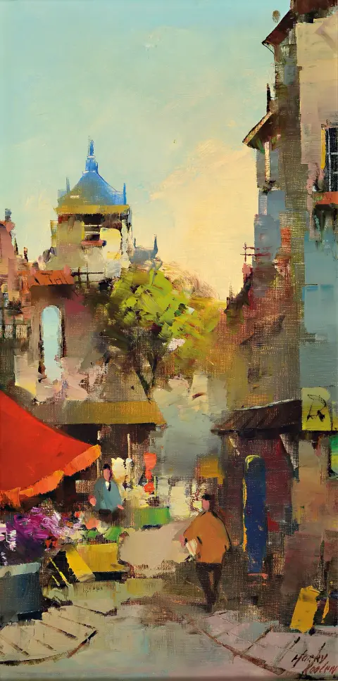 Harry Koolen, 1904-1985, vue de Paris, huile/toile, signé en bas à droite, env. 60x30cm