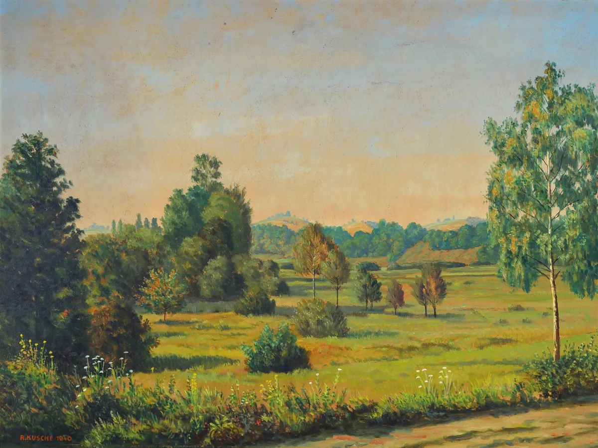 Alfred Kusche, 1884-1984 Karlsruhe, paysage de fin d'été, signé et daté