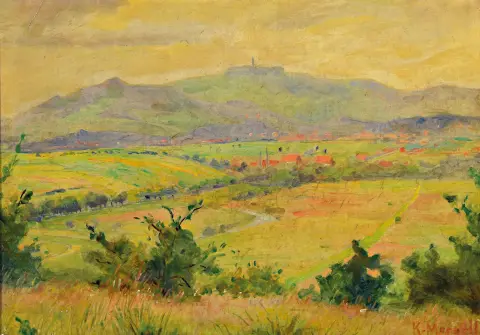 Karl Mergell, 1870 Sterbfritz-1944 Francfort, Paysage du Taunus, ainsi intitulé au verso,