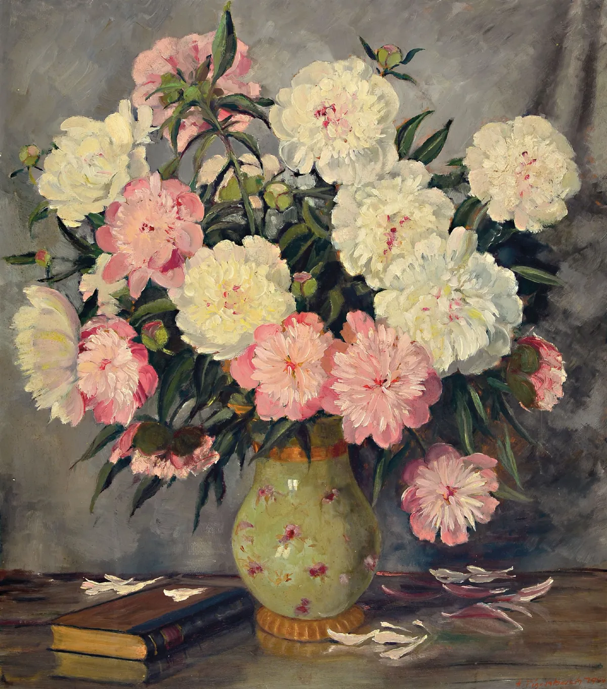 Hugo Fischbach, 1894 Wuppertal-1962 Germersheim, nature morte florale avec fleurs blanches