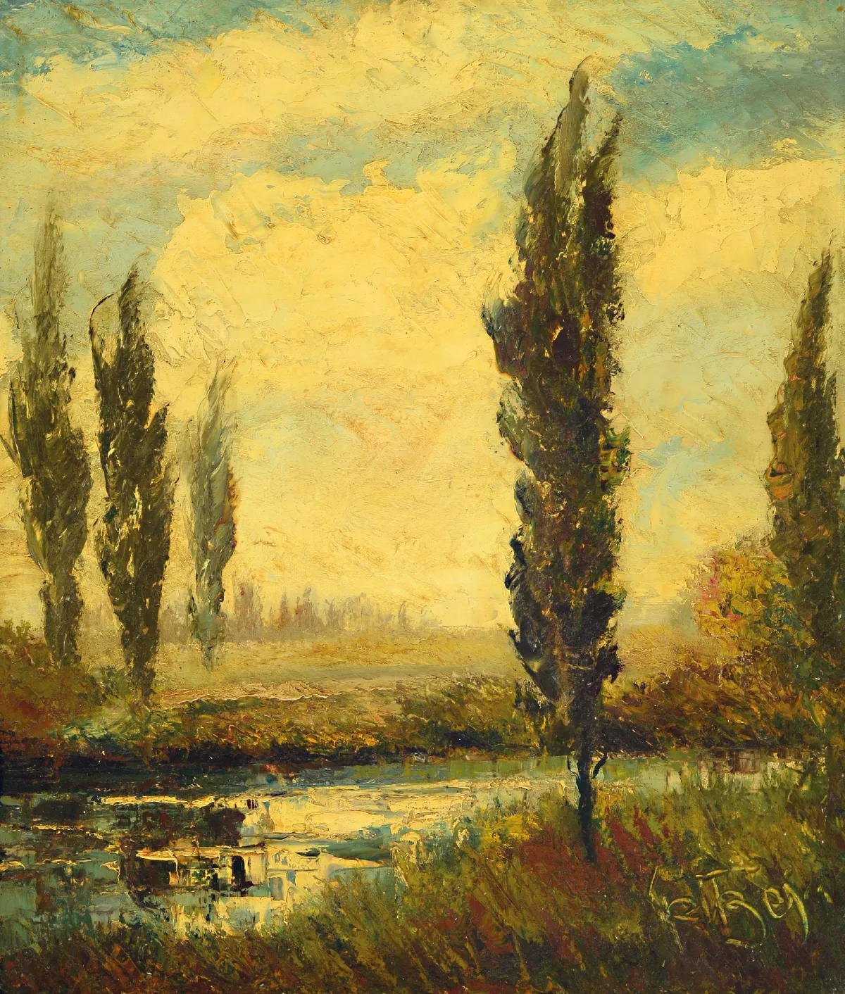 Karl Philipp Spitzer, 1887-1954 Speyer, Old Rhine landscape, signed, oil/panel, frame