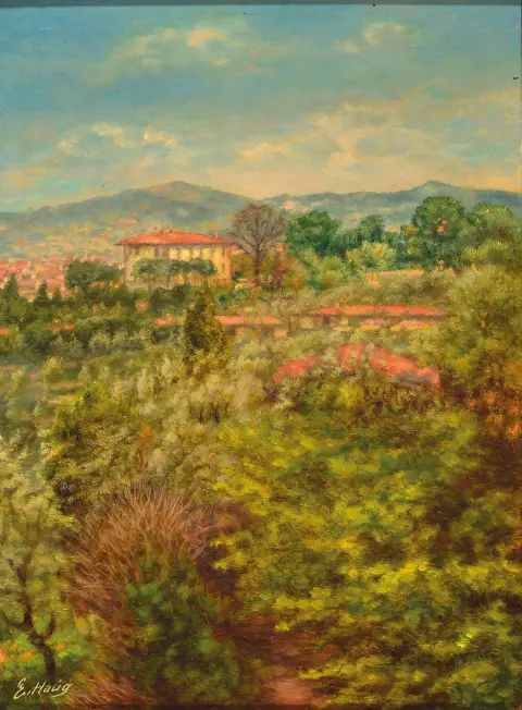 Erwin Haug, 1913-2004 Francfort, "Vue depuis la place Michel-Ange, Florence, Italie"
