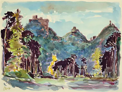 Karl Graf, 1902 Rothenburg-1986 Speyer : portfolio avec 14 dessins, 1 aquarelle de