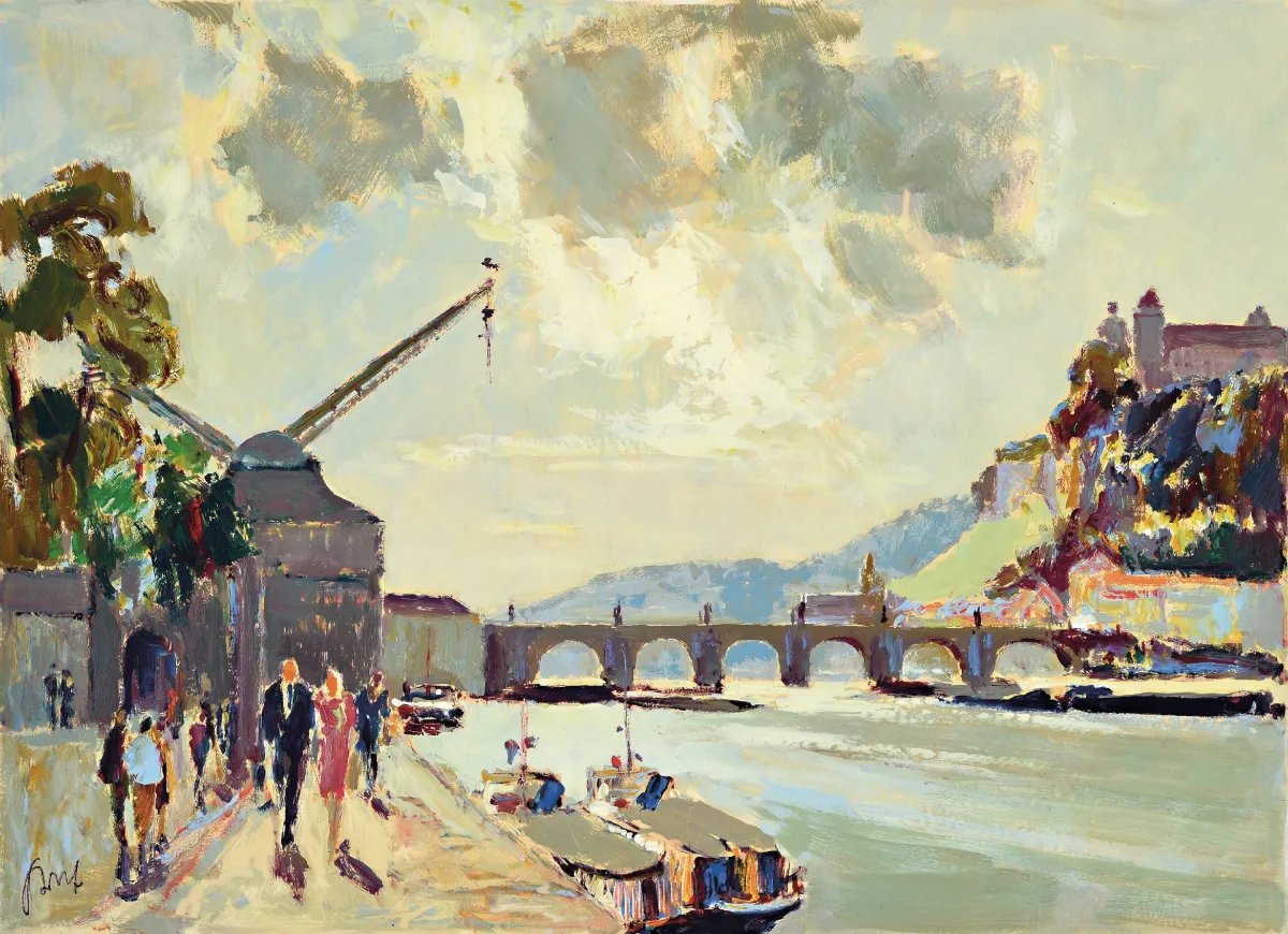 Karl Graf, 1902 Rothenburg-1986 Speyer, 2 prace: "Würzburg", olej/papier, 45x57 cm;