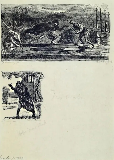 Max Slevogt 1868 Landshut-1932 Leinsweiler, 3 gravures sur bois pour "Don Juan", d'après