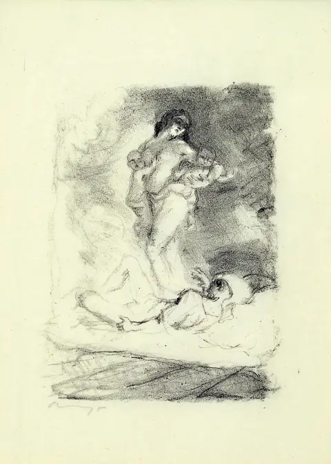 Max Slevogt 1868 Landshut-1932 Leinsweiler, lithographie, scène de Die Insel Wak Wak,